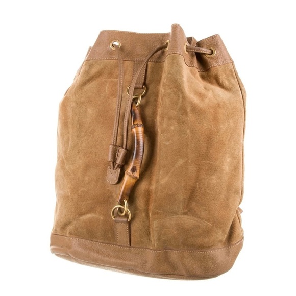 Vintage Gucci Suede Backpack with Bamboo Handle main image 9